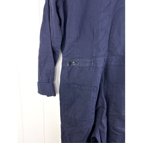 Outerknown SEA Suit Navy Jumpsuit Long Sleeve Button‎ Linen Blend Coveralls XS - Picture 13 of 13